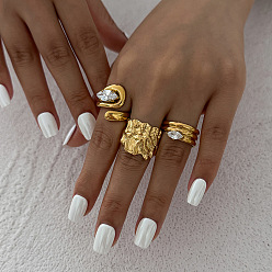 Light Gold 3Кольца-манжеты из сплава с кристаллами и стразами, лошадиный глаз , золотой свет, внутренний диаметр: 17 мм