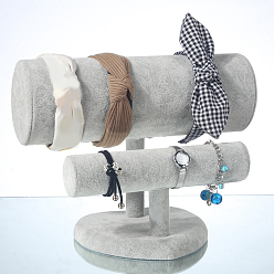 Серый Держатели повязок на голову из ПВХ, бархата и дерева, Органайзер для украшений на голову для девочек и женщин, серые, 32x18x25 см