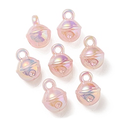 Розовый УФ-покрытие радужных переливающихся акриловых подвесок, колокол, туманная роза, 20.5x15.5 мм, отверстие : 3.5 мм