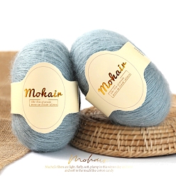 Светло-Синий Пряжа мохер, длинная шерстяная пряжа для вязания, для одежды шарфы свитера шали шапки, голубой, 0.5~1 мм, около 109.36 ярдов (100 м) / моток