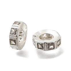 Серебро Латунные микропаве из прозрачного кубического циркония, долговечный, плоско-круглые, серебряные, 10x9.5x4 мм, отверстие : 5 мм