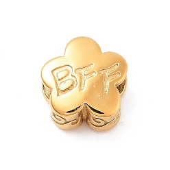 Золотой 304 из нержавеющей стали европейские шарики, бусины с большим отверстием, цветок со словом bff, золотые, 11x6.5 мм, отверстие : 4 мм