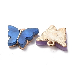 Mixed Color Alloy Acrylic Pendants, Butterfly, Light Gold, Mixed Color, 14x16.5x3mm, Hole: 1.6mm