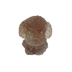 Клубничный Кварц Украшение для выставки собак из смолы, с натуральными клубничными кварцевыми чипсами внутри для украшения стола домашнего офиса, 20x20x25 мм