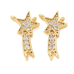 Настоящее золото 18K Латунные микро проложить кубического циркония подвески, без кадмия, без никеля и без свинца, звезды прелести, реальный 18 k позолоченный, 17.5x8.5x2.5 мм, отверстие : 1 мм
