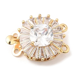 Круглые Латунные застежки из прозрачного кубического циркония с микропаве, 2 нитей, 4-луночное, с прозрачным стеклом горный хрусталь, круглые, 14.5x17x9 мм, отверстие : 1.2 мм