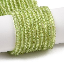 Peridot Natural Peridot Beads Strands, Faceted, Rondelle, 3x2mm, Hole: 0.5mm, about 189~191pcs/strand, 15.35''(39cm)