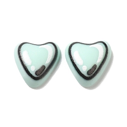 Light Cyan Opaque Resin Cabochons, Heart, Light Cyan, 8x8x3mm