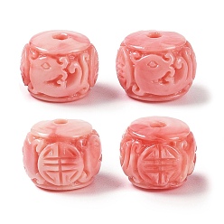 Светло-Коралловый Синтетические резные бусины, окрашенные в ракушки, колонка, свет коралловый, 11.5x9 мм, отверстие : 1.8 мм