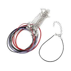 Mixed Color Leather Cord Bracelets Making, with Brass Lobster Claw Clasps, Mixed Color, 180mm