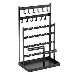 Черный 3-ярусные железные стеллажи для ювелирных изделий с поддоном, для сережек, , хранение браслетов, чёрные, 20x12x34 см