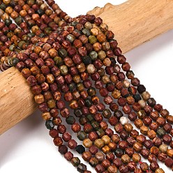 Пикассо Камень Нити бусин из натурального камня пикассо/полихромной яшмы, энергетическая призматическая огранка с двойными концами бусины, граненые двухконусные, 3.5~4x4.5 мм, отверстие : 0.4 мм, около 83 шт / нитка, 14.96 дюйм (38 см)