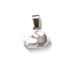 Howlite Natural Howlite Double Terminal Pointed Pendants, Faceted Bullet Charms, 10x16mm