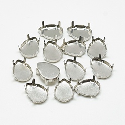 Нержавеющая Сталь Цвет Не тускнеет 201 нержавеющая сталь с пришивными штырями, настройки когтей для остроконечных страз, капля, цвет нержавеющей стали, лоток : 25x18 мм, 24x17x8 мм, отверстие : 1.5 мм