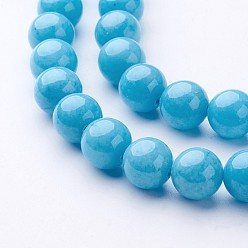 Mixed Color Natural Mashan Jade Round Beads Strands, Dyed, Mixed Color, 10mm, Hole: 1mm, about 41pcs/strand, 15.7 inch