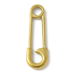 Настоящее золото 18K 304 подвески из нержавеющей стали, подвески в форме скрепки, реальный 18 k позолоченный, 31x10x2 мм, отверстие : 4 мм