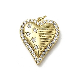 Настоящее золото 18K Латунные микро проложить кубического циркония подвески, сердце, без кадмия и без свинца, стойки покрытие, долговечный, с целью перехода в кольце, реальный 18 k позолоченный, 23x19x3.5 мм, отверстие : 2.5 мм