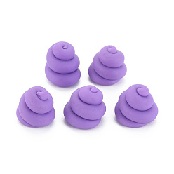 Medium Purple Handmade Polymer Clay Beads, Half Drilled, Vortex Shaped, Medium Purple, 11~13x12.5~13.5mm, Hole: 3mm