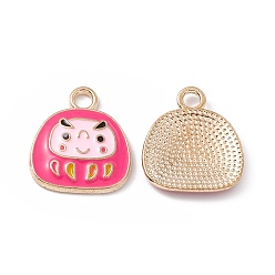 Hot Pink Alloy Enamel Pendants, Tumbler Charm, Golden, Hot Pink, 18x16x2.5mm, Hole: 2.5mm