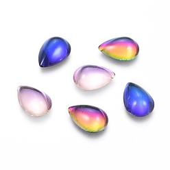 Mixed Color Transparent K9 Glass Cabochons, Flat Back, Teardrop, Mixed Color, 10x7x3.5mm