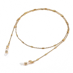 Golden Eyeglasses Chains, Neck Strap for Eyeglasses, with 304 Stainless Steel Link Chains, Lobster Claw Clasps and Rubber Loop Ends, Golden, 27.67 inch(70.3cm)