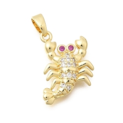 Настоящее золото 18K Латуни циркония кубической подвески, прелести скорпиона, долговечный, реальный 18 k позолоченный, 18x13x3 мм, отверстие : 5x3 мм