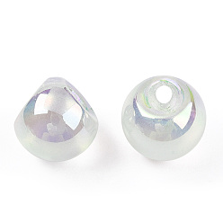 Honeydew UV Plating Rainbow Iridescent Acrylic Beads, Round, Honeydew, 14.5mm, Hole: 3mm