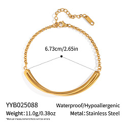 Настоящее золото 18K 304 Браслеты из нержавеющей стали с изогнутыми звеньями, браслеты-цепочки роло для женщин, долговечный, реальный 18 k позолоченный