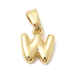 Letter W Латунные подвески в виде букв, без свинца и без кадмия, долговечный, реальный 18 k позолоченный, Буква W, 9x8x2.5 мм, отверстие : 4.5x2 мм