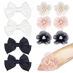 (52) Непрозрачная лаванда 10шт 5 стили пряжки для обуви из ткани, съемное украшение для обуви, бантом, разноцветные, 80~120 мм, 2 шт / стиль