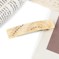 Мокасин Заколки для волос из ацетата целлюлозы со стразами, прямоугольные, для женщин или девочек, мокасин, 88 мм