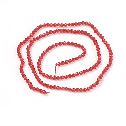 Red Transparent Glass Beads Strands, Faceted, Round, Red, 2mm, Hole: 0.5mm, about 164~182pcs/strand, 14.8~15.7 inch(37.5~40cm)