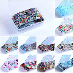 Cartoon 10 наклейки для ногтей из фольги для переноса стиля, наклейки для ногтей, украшения для ногтей, мультфильм шаблон, 50x4 см, 10 листы / коробка, коробка: 8.6x5.6x2.45 см