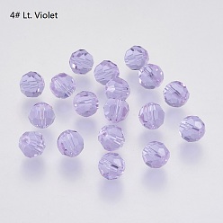 Medium Purple Imitation Austrian Crystal Beads, Grade AAA, Faceted(32 Facets), Round, Medium Purple, 4mm, Hole: 0.7~0.9mm