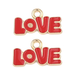 Красный Подвески из эмали и сплава, словесные любовные чары, стойки покрытие, без кадмия, без никеля и без свинца, золотые, красные, 11x20x1 мм, отверстие : 2 мм