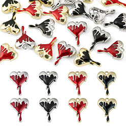 Mixed Color 20Pcs Alloy Enamel Pendants, Melting Heart Charms, Mixed Color, 21.5x16.5x5.5mm, Hole: 1.8mm, 5pcs/color