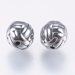 Античное Серебро 304 из нержавеющей стали бусы, спортивные бусы, волейбол, античное серебро, 8 мм, отверстие : 1.2 мм