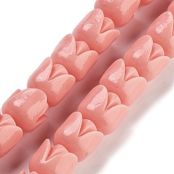 Светло-Коралловый Синтетические нити бусин кораллового цвета и розы, окрашенные, свет коралловый, 10x10 мм, отверстие : 1.2 мм, около 35 шт / нитка, 13.98'' (35.5 см)