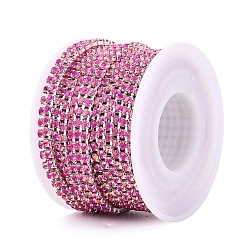 Роза Железо горный хрусталь чашка цепи, с катушкой, серебряные, роза, 3x3x2.5 мм, Около 10 ярдов / рулон