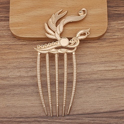 Light Gold Сплав вилка волос выводы, кабошон настройки, крыло, золотой свет, 110x56 мм