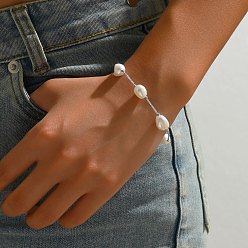 Белый Пластиковые бусины с имитацией жемчуга для женщин, самородки, белые, внутренний диаметр: 6-3/4 дюйм (17 см)