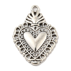 Античное Серебро Сплавочные подвески тибетского стиля, подвески на тему сердца, античное серебро, 29x20x2 мм, отверстие : 1.8 мм