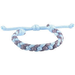 Светло-Голубой Регулируемые браслеты из плетеного полиэфирного шнура для мужчин и женщин, Небесно-голубой, периметр: 7-1/8~10-1/4 дюйм (18~26 см)