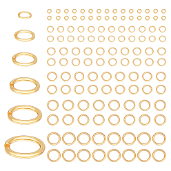 Настоящее золото 24K 240шт 6 стили латунные соединительные кольца, открытые кольца прыжок, реальный 24 k позолоченный, 3~6x0.6~1 мм, внутренний диаметр: 1.8~6 мм, 40 шт / стиль