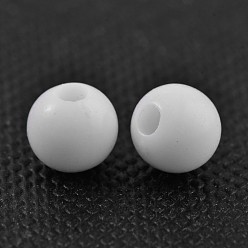 White Opaque Acrylic Beads, Round, White, 6mm, Hole: 1.8~2mm, about 4480pcs/500g