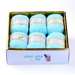 Светло-Голубой Детская Пряжа, с хлопком, шелк и кашемир, Небесно-голубой, 1 мм, о 50 г / рулон, 6 рулонов / коробке