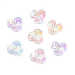 Colorful UV Plating Acrylic Bead Caps, Iridescent, 3-Petal Flower, Colorful, 10x10x3mm, Hole: 1.5mm