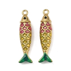 Золотистый 304 нержавеющей стальной эмали подвески, рыба, реальный 18 k позолоченный, ионное покрытие (ip), золотые, 27.5x7x5 мм, отверстие : 1.5 мм
