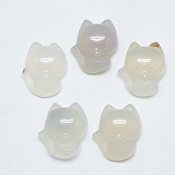 Натуральный Агат Натуральный белый агат подвески, лиса, 22.5~23x19~20x8.5~9.5 мм, отверстие : 1 мм