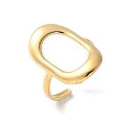 Настоящее золото 18K 304 из нержавеющей стали манжеты кольца, полый овал, реальный 18 k позолоченный, 22x14 мм, регулируемый